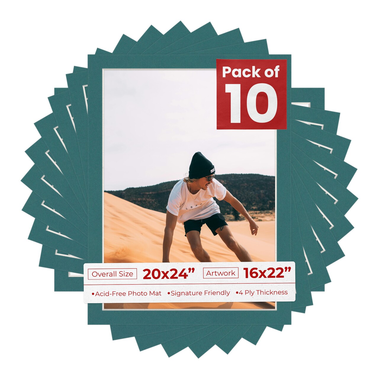 Everglade Green Mat Board for 20x24 Frames - Fits 16x22 Photos